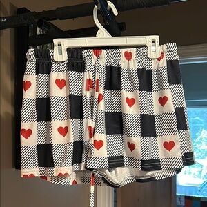 Avid Love Striped Heart Print Shorts